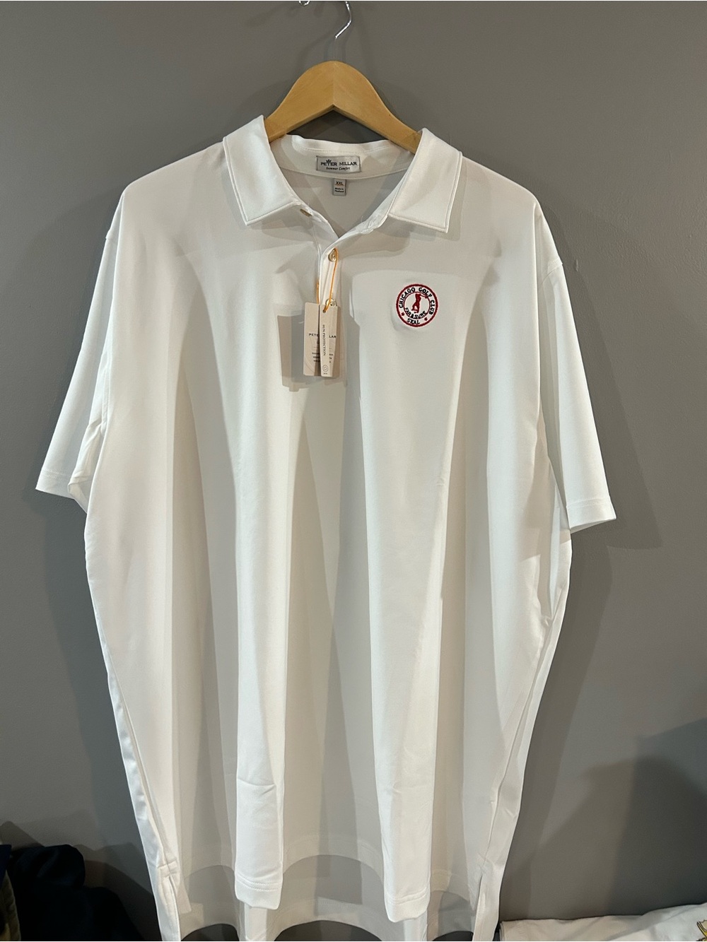Peter Millar White Polo with Red Crest
